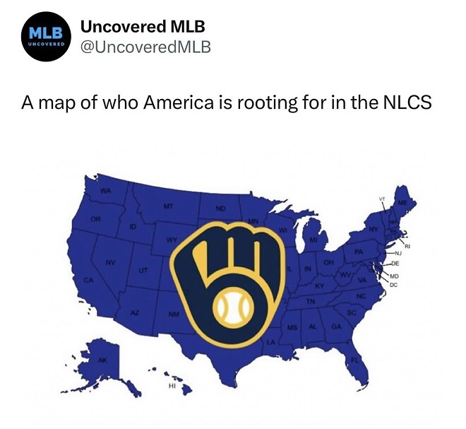 MLB 챔피언쉽시리즈 응원팀 지도